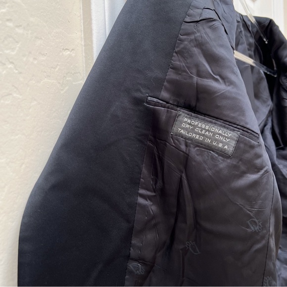 Dior Tuxedo Jacket Satin Lapels Made in USA Prom Wedding Party Formal Gala - Picture 7 of 14